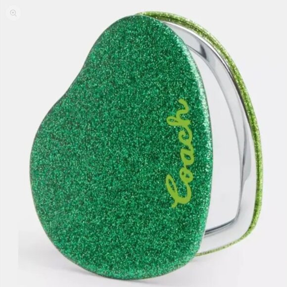 Coach Green Glitter Heart-Shaped Mirror - Picture 2 of 4